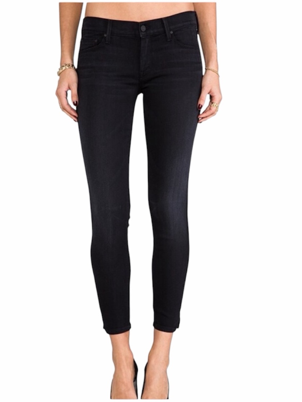 Mother Denim | Women’s The Vamp Black Velvet Jeans in My Life as a Snow Bunny 30